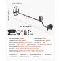 Wykrywacz metali VEVOR dla dorosłych 254 mm, profesjonalny wykrywacz metali z 5 trybami pracy, precyzyjny wykrywacz złota, wodoodporna cewka poszukiwawcza IP68 z wyświetlaczem, słuchawki, regulowana długość, do poszukiwania złota