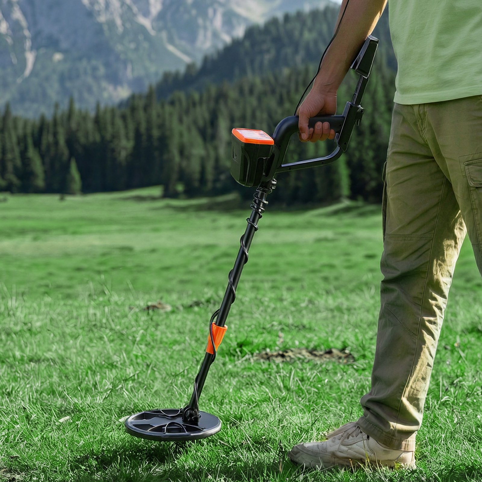 Wykrywacz metali VEVOR dla dorosłych 203,2 mm, profesjonalny wykrywacz metali z 3 trybami pracy, precyzyjny wykrywacz złota, wodoodporna cewka poszukiwawcza IP68 z wyświetlaczem, słuchawki, regulowana długość, do poszukiwania złota