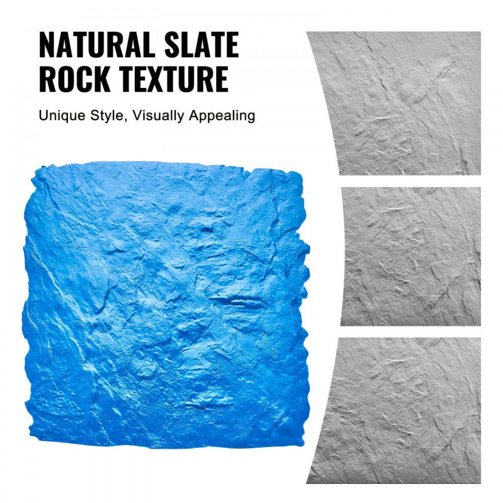 VEVOR Concrete Stamping Mat, 61 x 61 cm, Concrete Textured Skin, Polyurethane Stamp, Stone Tile Textured Mat, Slate Floor Imprint, Seamless Stamp, Concrete Molds for Decorative Outdoor Areas, Blue