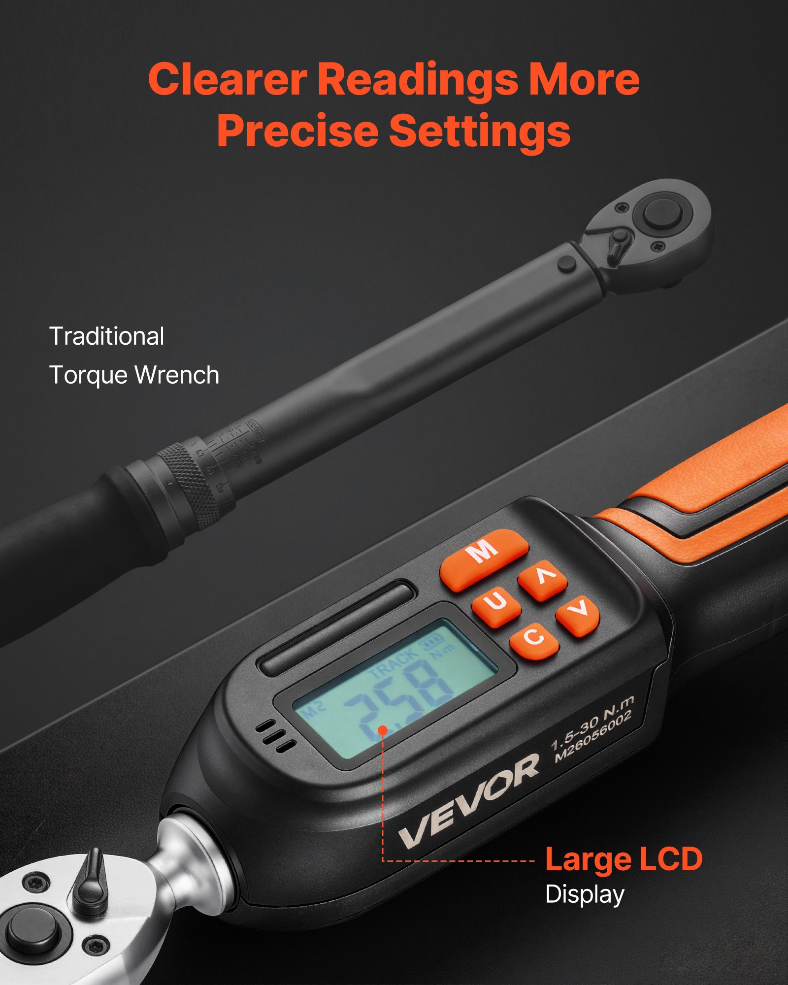 Zestaw 42 kluczy dynamometrycznych VEVOR Digital Torque Wrench 1/4", 4 sztuki, dokładność ±2%, ekran LCD z brzęczykiem i wskaźnikiem LED, nasadki, bity, przedłużki i adaptery do napraw samochodowych