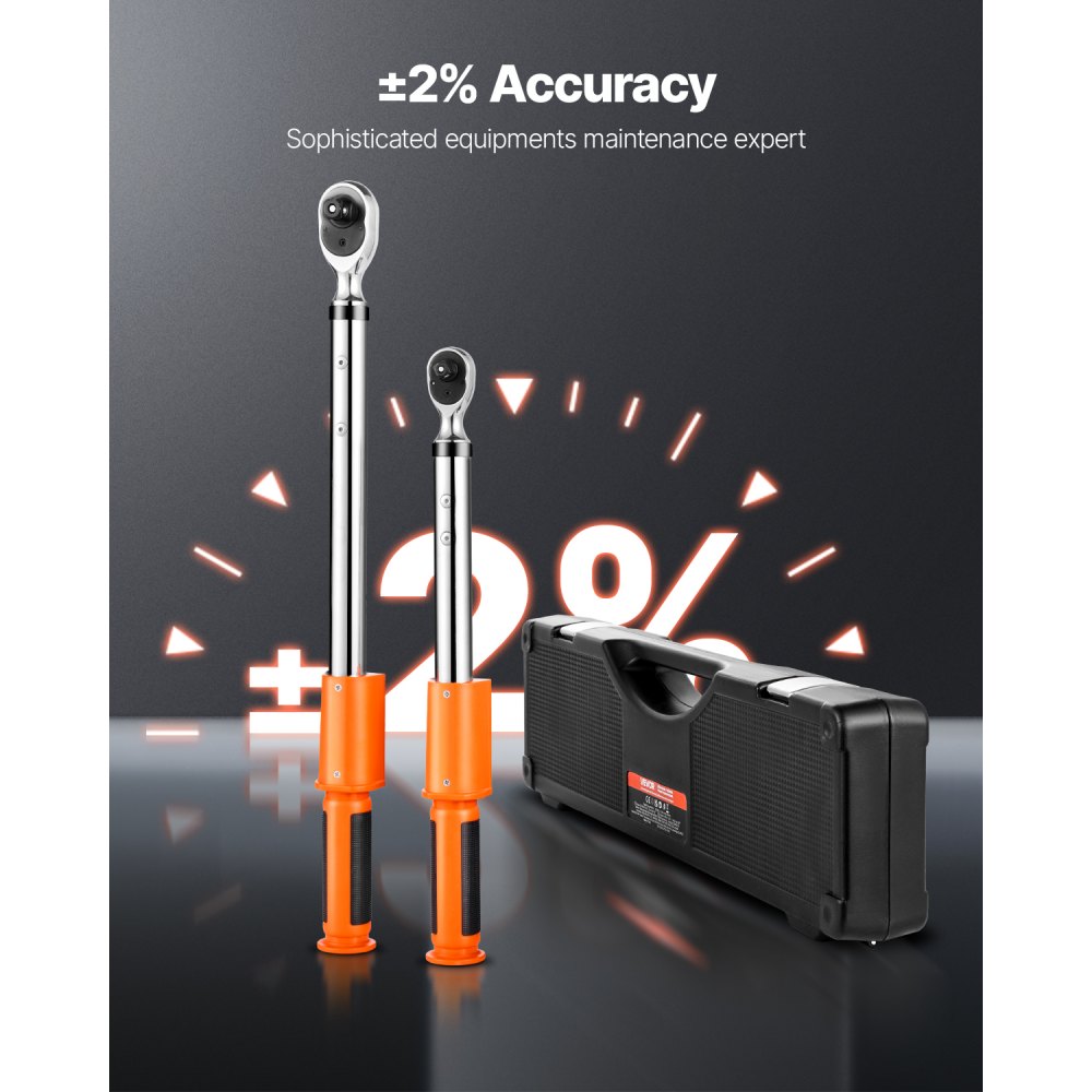 Zestaw kluczy dynamometrycznych VEVOR z napędem 1/2 3/8 cala, 72 zęby, precyzja ±2%, elektroniczny klucz dynamometryczny z wstępnie ustawioną wartością, brzęczykiem i powiadomieniem LED. Naprawa samochodów