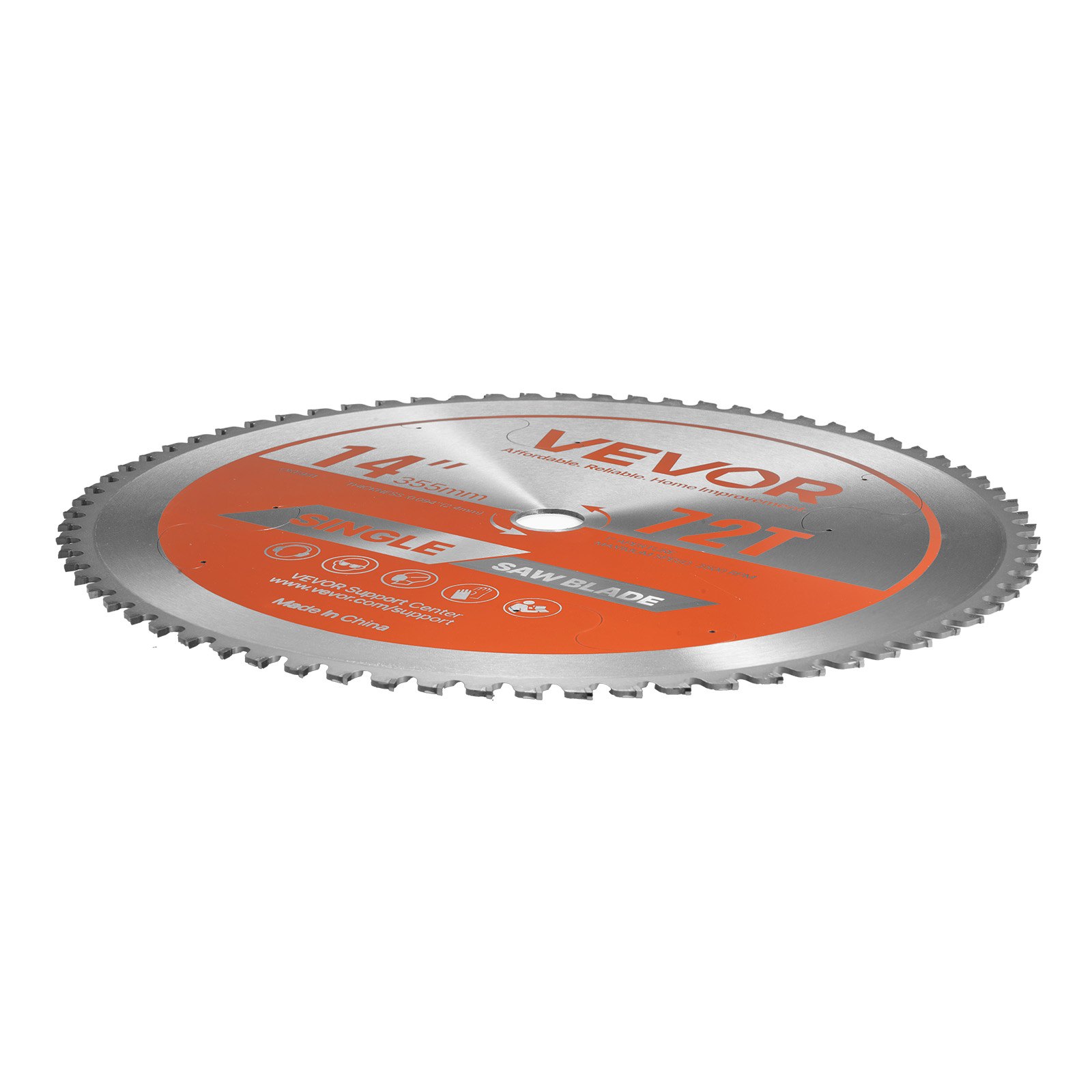 Tarcza tnąca VEVOR (355 mm φ, 72 ostre zęby i grubość 2,4 mm), idealna do cięcia stali i aluminium, kompatybilna z piłą tarczową, tarcza tnąca ze stali stopowej z tłumiącymi hałas kanałami cieplnymi, 1 szt.
