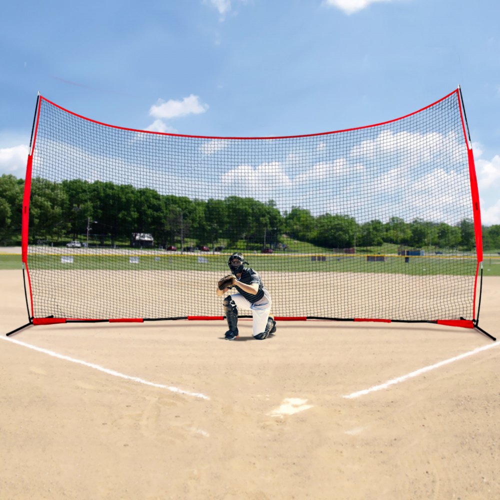 Siatka ochronna VEVOR Backstop, 620 x 140 cm Siatka ochronna do sportów piłkarskich, sprzęt treningowy z torbą transportową, ekran ochronny do treningów baseballowych, softballowych, lacrosse, piłkarskich i hokejowych, do ogrodu