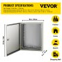 VEVOR NEMA steel enclosure, 50 x 40 x 15 cm, NEMA 4X steel junction box, IP66 waterproof and dustproof, electrical junction box for outdoor/indoor use, with mounting plate