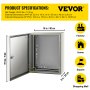 VEVOR NEMA Industrial Enclosure, 50 x 40 x 20 cm NEMA 4X Steel Distribution Cabinet, IP66 Waterproof and Dustproof, Electrical Junction Box for Indoor/Outdoor Use, with Mounting Plate