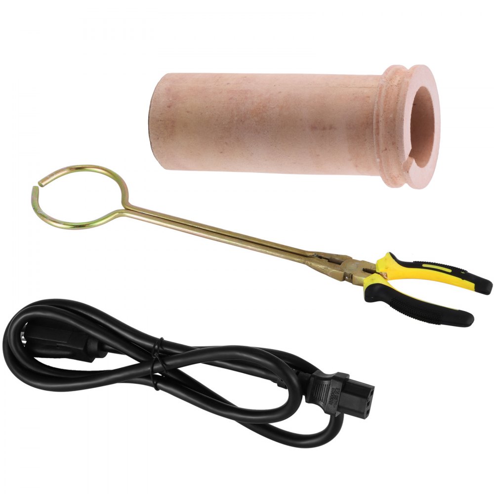 Piec do topienia złota VEVOR 1350 W, maks. temperatura 1150 ℃, cyfrowy elektryczny piec do topienia, 3 kg, ceramiczny tygiel do odlewania i rafinacji metali szlachetnych, do obróbki złota, srebra i aluminium