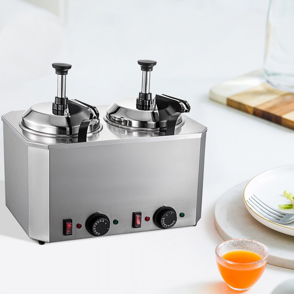 VEVOR Elektryczny podgrzewacz do czekolady, sera i nachosów do restauracji itp. z 2 pompkami
