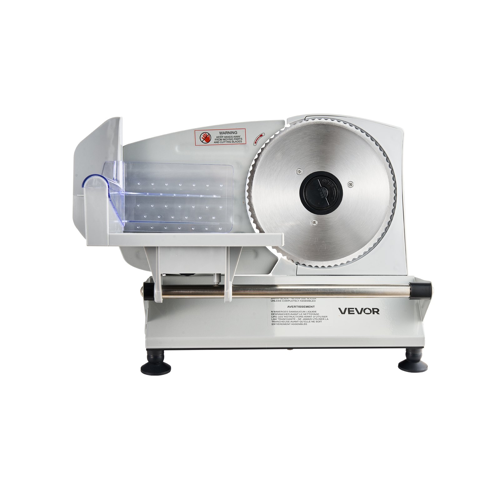 VEVOR Uniwersalna krajalnica do mięsa 150 W, 65–90 obr./min, ostrze 17 cm, regulowana grubość 0–15 mm, do mrożonego mięsa, szynki, steków najwyższej jakości