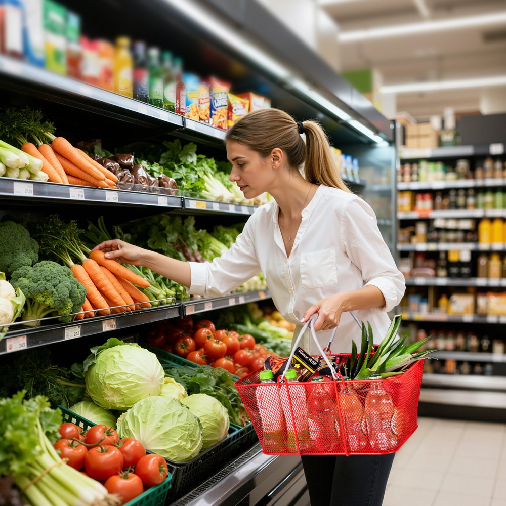 Koszyk zakupowy VEVOR, 12 szt., 22 l, metalowy kosz z uchwytami, sztaplowany, nośność do 20 kg, uniwersalny kosz na artykuły spożywcze, handel detaliczny, sklepy, supermarkety, księgarnie, czerwony