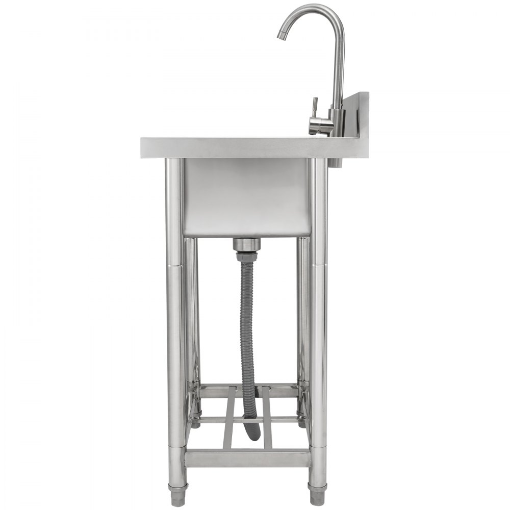 VEVOR Stainless Steel Utility Sink, 1 Compartment Free Standing Small Sink Include Faucet & legs, 40.6 x 33 x 22.1 cm Commercial Single Bowl Sinks for Garage, Restaurant, Kitchen, Laundry, NSF Certified