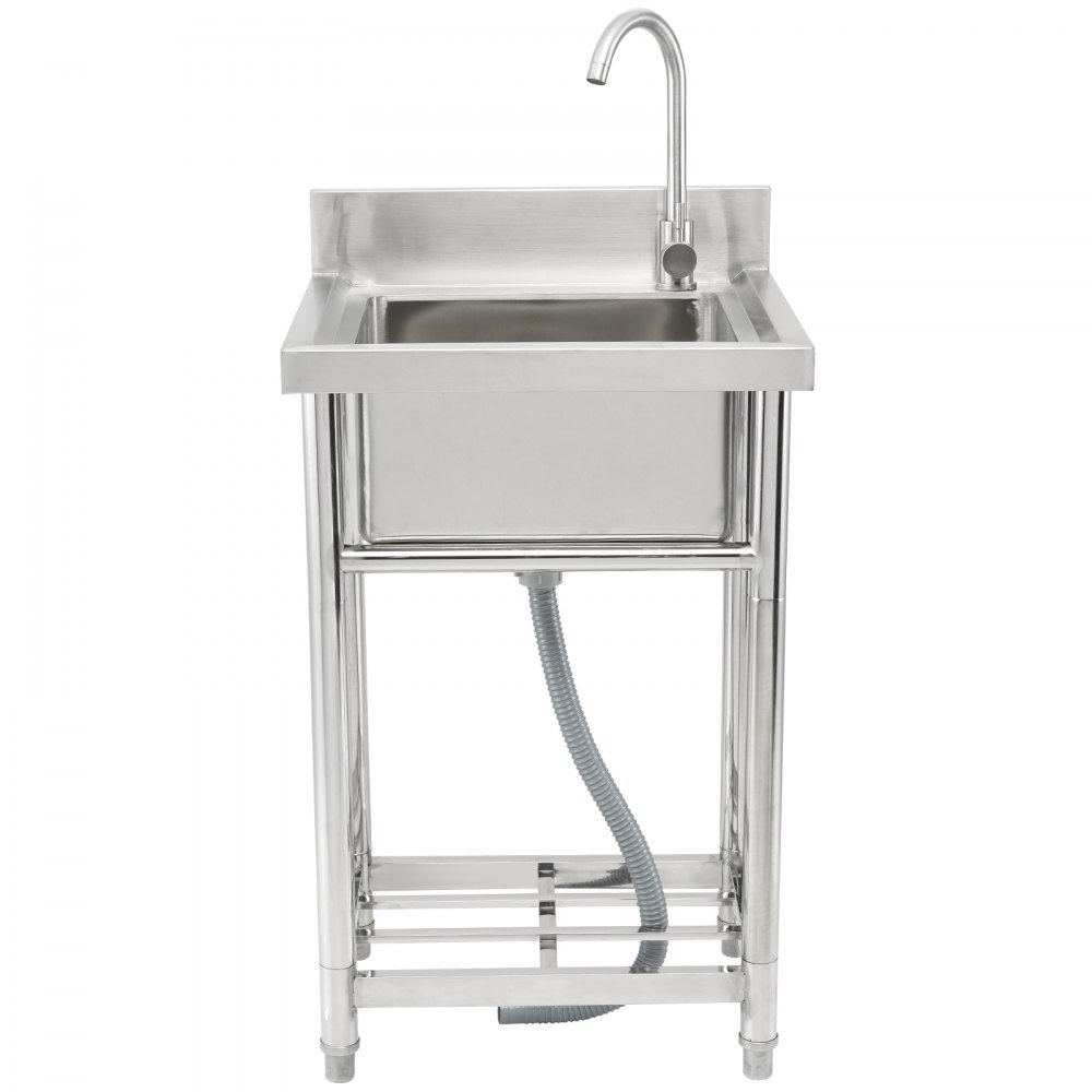 VEVOR Stainless Steel Utility Sink, 1 Compartment Free Standing Small Sink Include Faucet & legs, 40.6 x 33 x 22.1 cm Commercial Single Bowl Sinks for Garage, Restaurant, Kitchen, Laundry, NSF Certified