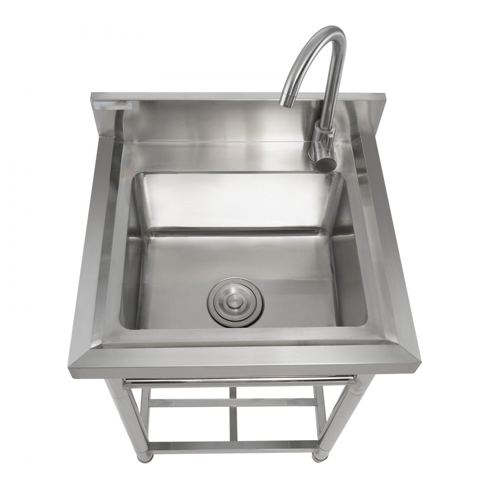 VEVOR Stainless Steel Utility Sink, 1 Compartment Free Standing Small Sink Include Faucet & legs, 40.6 x 33 x 22.1 cm Commercial Single Bowl Sinks for Garage, Restaurant, Kitchen, Laundry, NSF Certified
