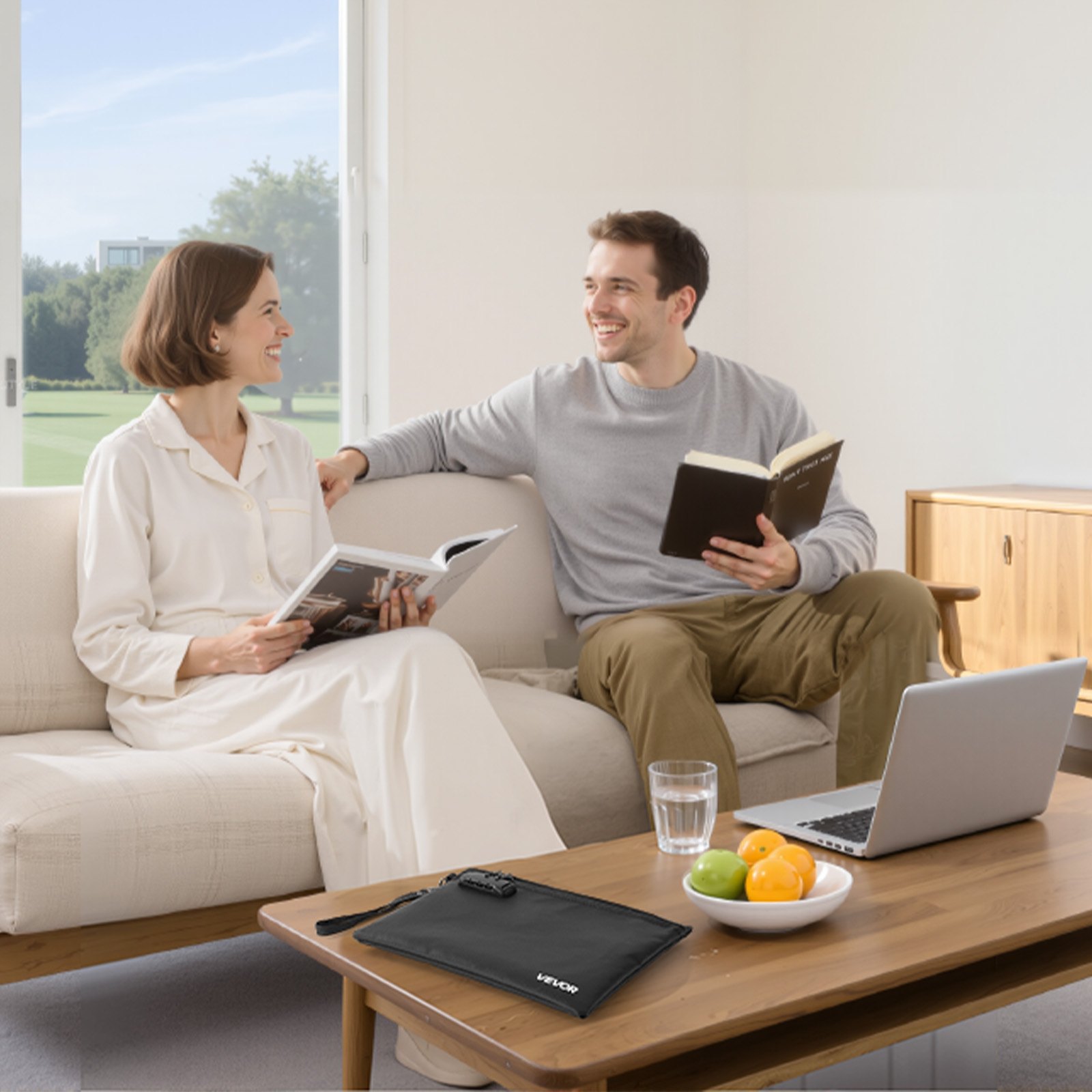 VEVOR Ognioodporna torba na dokumenty, termoizolacyjna do 1000°C, wodoodporna torba do przechowywania dokumentów z zamkiem, przenośna i z kieszenią na pieniądze, paszporty, ważne dokumenty, teczki, czarna