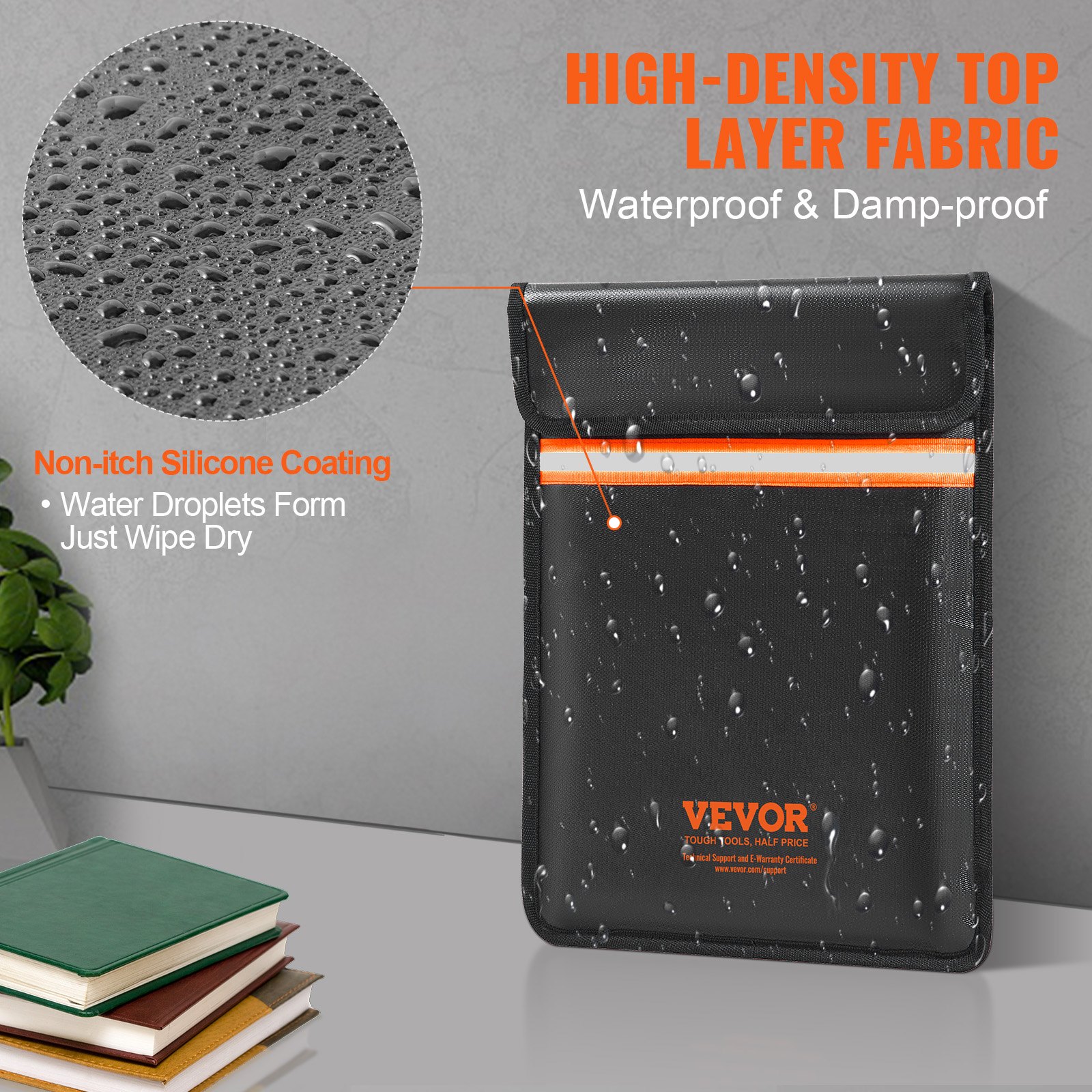 VEVOR ognioodporna wodoodporna torba na dokumenty 1 szt. 380 x 285 x 10 mm ognioodporna torba na pieniądze portfel teczka o dużej pojemności dokumenty do przechowywania pieniędzy / pieniądze / paszport / plik bankowy itp.