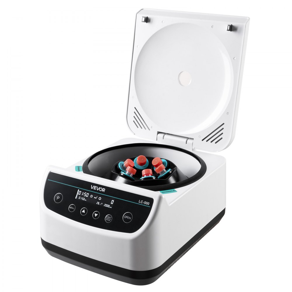 Wirówka laboratoryjna VEVOR 100-2100 xg RCF elektryczna z 1 wirnikiem na probówki o pojemności 2/5/10/15/50 ml, regulowana w zakresie 500-4000 obr./min, niski poziom hałasu, do eksperymentów laboratoryjnych