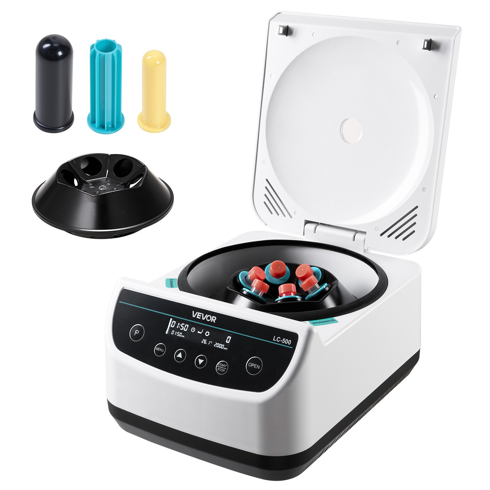 Wirówka laboratoryjna VEVOR 100-2100 xg RCF elektryczna z 1 wirnikiem na probówki o pojemności 2/5/10/15/50 ml, regulowana w zakresie 500-4000 obr./min, niski poziom hałasu, do eksperymentów laboratoryjnych