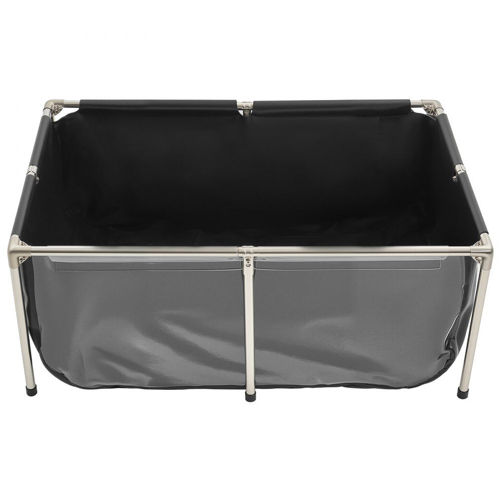 Staw rybny VEVOR Canvas, zbiornik na ryby 480 l, zbiornik na karpie koi z PVC z przezroczystym okienkiem, zbiornik na złote rybki ze stalową ramą i zaworem spustowym, do hodowli karpi koi i złotych rybek (czarny)