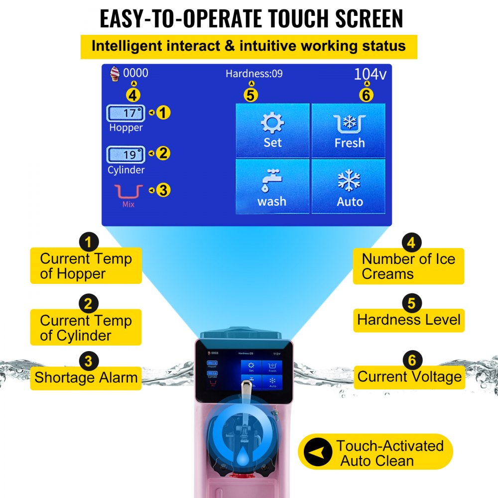 VEVOR handlowa maszyna do lodów miękkich kompresor maszyna do lodów 10-20L/h