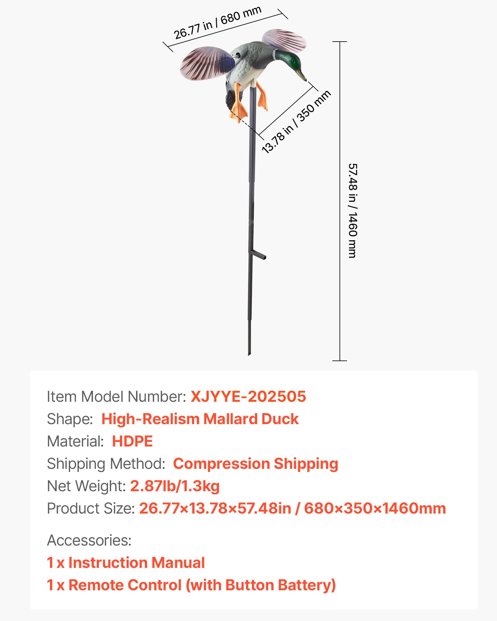 VEVOR Pływające wabiki na kaczki z wirującymi skrzydłami do oczek wodnych, realistyczne plastikowe wabiki na kaczki do polowań, dekoracja ogrodu, łatwe do przenoszenia, 1 opakowanie