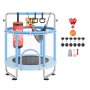 VEVOR Trampolina dziecięca Mini Trampolina rekreacyjna 147 cm dla maluchów z siatką zabezpieczającą i koszem do koszykówki, prezent urodzinowy, zabawka świąteczna dla dzieci od 3 lat, niebieska