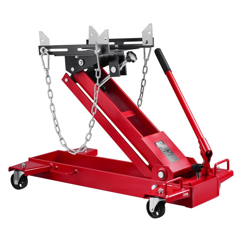 Podnośnik samochodowy VEVOR 1T o niskim profilu, hydrauliczny podnośnik wózkowy z wysokością podnoszenia 18,5-70 cm i elastycznymi kołami obrotowymi 360°, wytrzymała platforma podnosząca do garażu/warsztatu, kolor czerwony