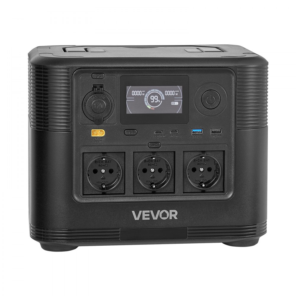VEVOR Portable Power Station, 1800W Solar Generator Power Station, 1008Wh LiFePO4 Battery Backup with 8 Output Ports for for Home Emergency, Outdoor Camping, RV Travel (Solar Panel NOT Included)