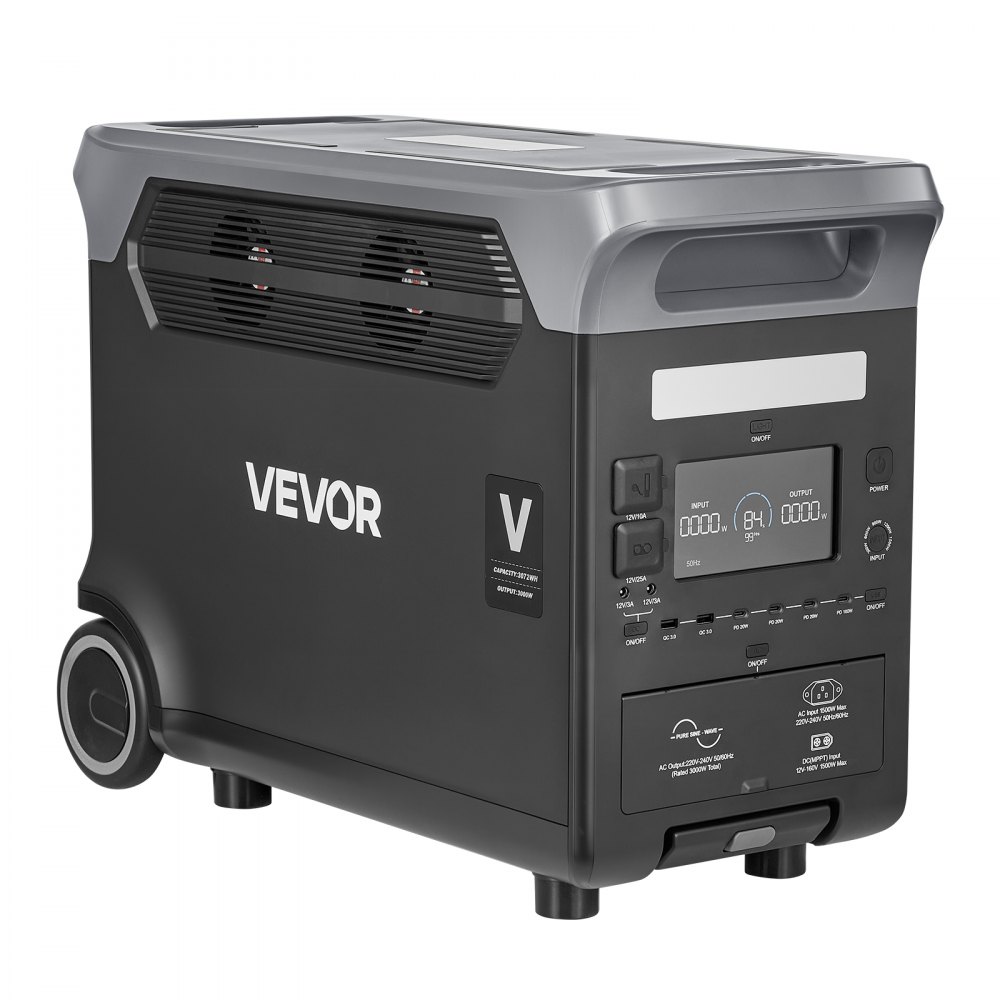 Przenośna elektrownia VEVOR, generator słoneczny o mocy 3000 W, akumulator LiFePO4 o pojemności 3072 Wh z 13 portami wyjściowymi, idealny na wypadek awarii w domu, na kemping, do podróży kamperem (panel słoneczny NIE jest dołączony)