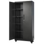 VEVOR Metal Storage Cabinet, 179.5 cm Rolling Steel Garage Cabinet with Adjustable Shelves, 2 Magnetic Doors, Hanging Rod & 3 Rod Hooks, 5 Tiers Lockable Tool Storage for Pantry, Warehouse, Basement