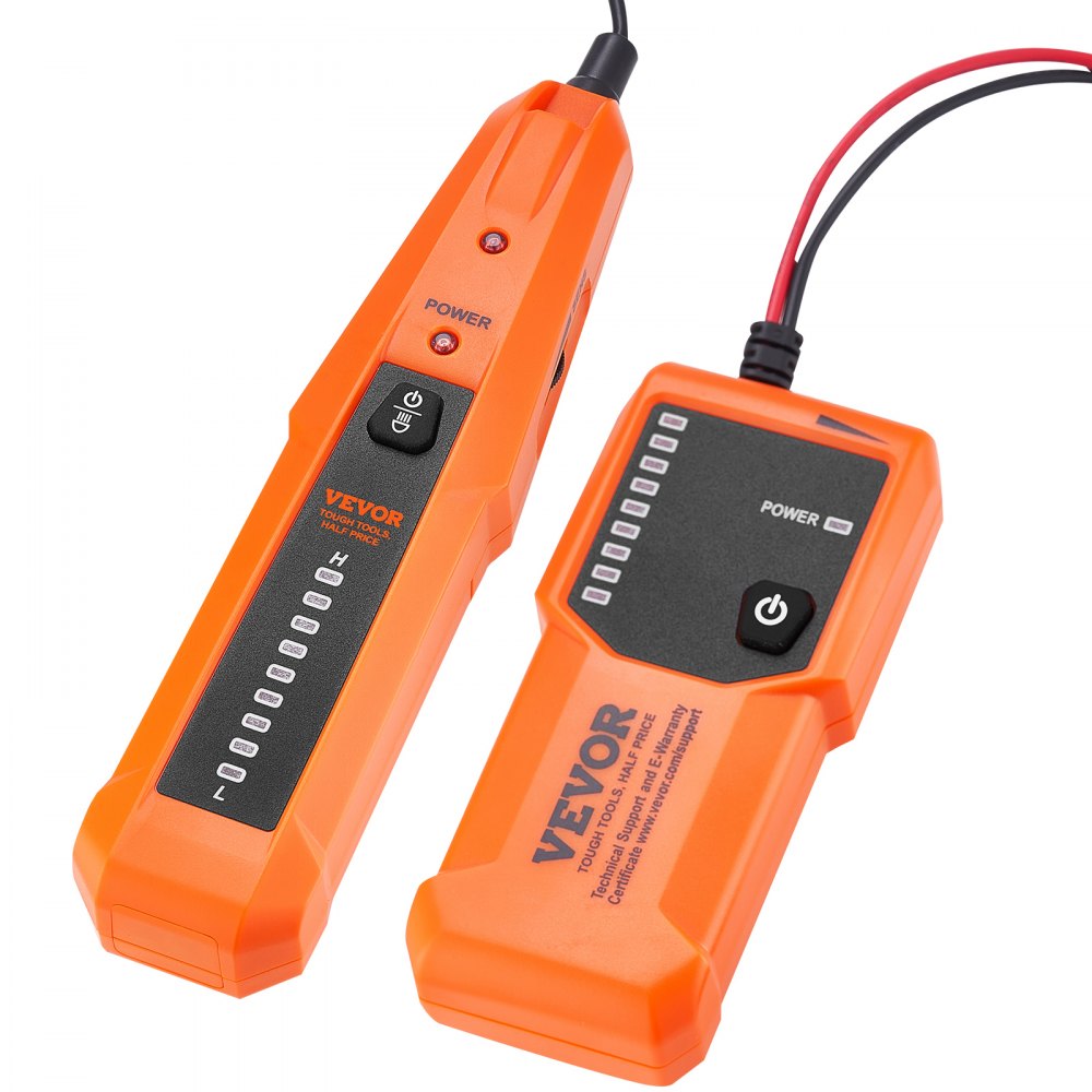 Tester kabli sieciowych VEVOR, maks. głębokość detekcji 0,9 m, wykrywacz zerwanych kabli Cable Finder ze słuchawkami, maks. długość detekcji 304,8 m, urządzenie do testowania kabli w ogrodzeniach dla zwierząt, zaworach zraszaczy do nawadniania
