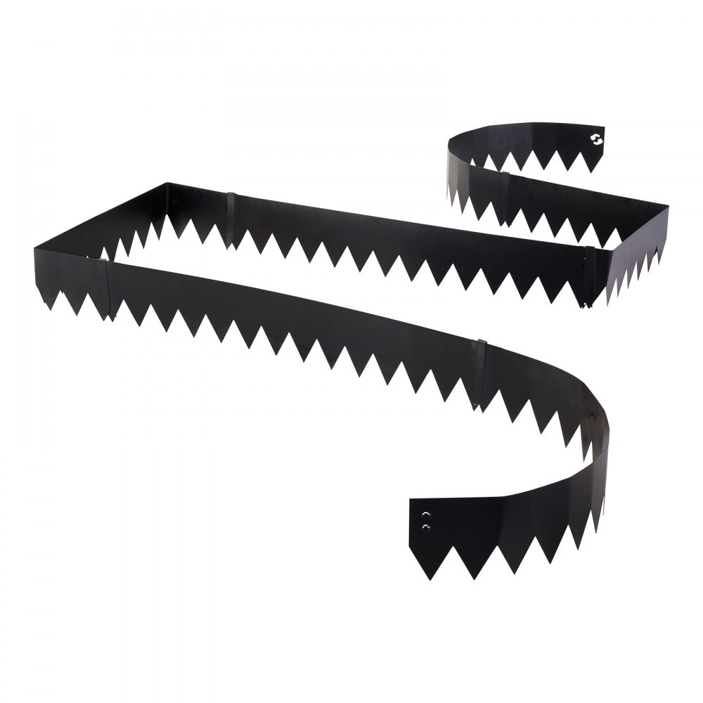 VEVOR Galvanized Steel Landscape Edging, 6-Pack 1016 x 152 mm Metal Edging for Landscaping with 6 Mounting Clips, Bendable Metal Garden Edge Border for Flower Bed, Yard Pathway, Black