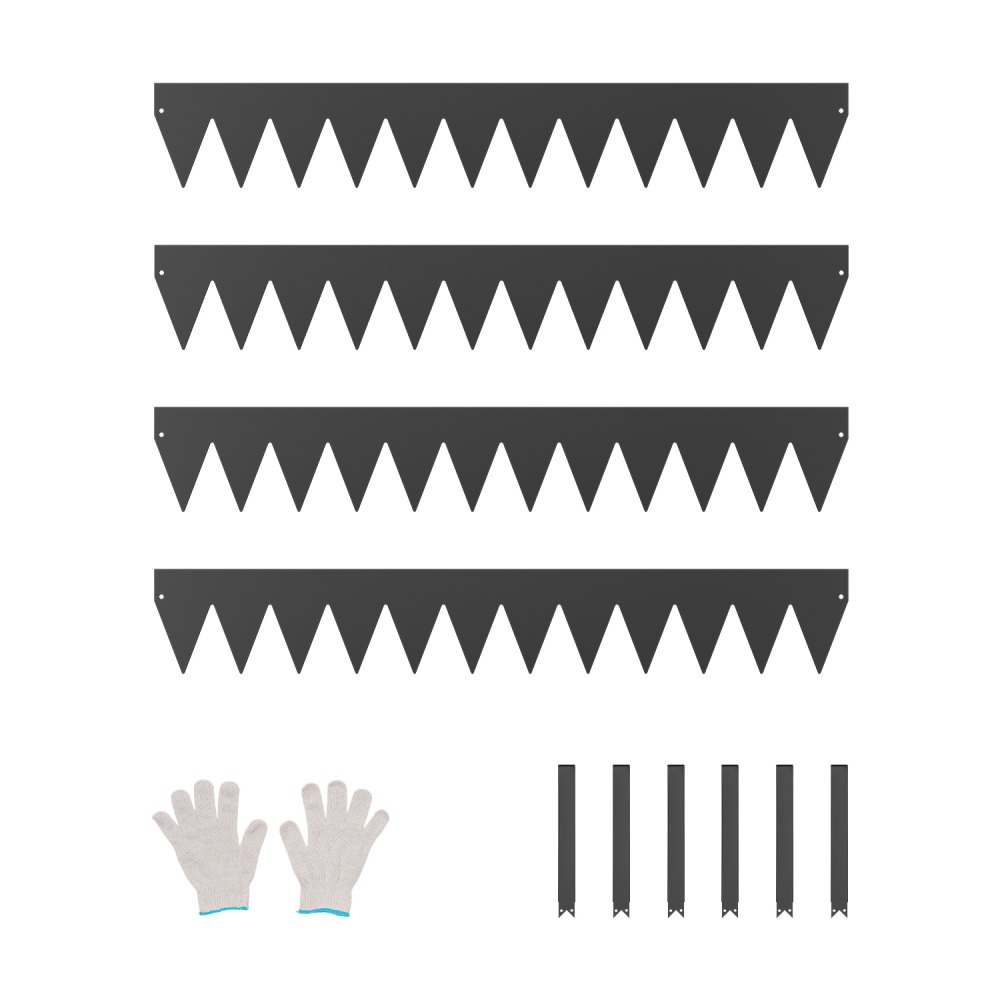 Obrzeże trawnikowe VEVOR, zestaw 4 szt., 1016 x 152,4 x 1,5 mm, metalowa, odporna na rdzę obwódka rabatowa, obwódka ogrodowa, obrzeże trawnikowe, łatwe w montażu, rozdzielacz do klombów, ścieżek ogrodowych, czarne