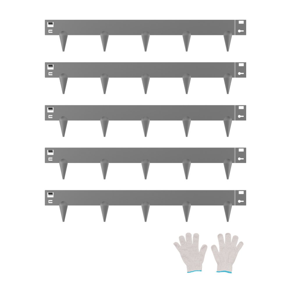 Obrzeże trawnikowe VEVOR, zestaw 5 szt., obrzeże rabatowe 990 x 156 mm, metalowa obwódka rabatowa, giętkie obrzeże ogrodowe, solidna palisada ogrodowa, łatwa w montażu, rozdzielacz ścieżek ogrodowych, ciemnoszary