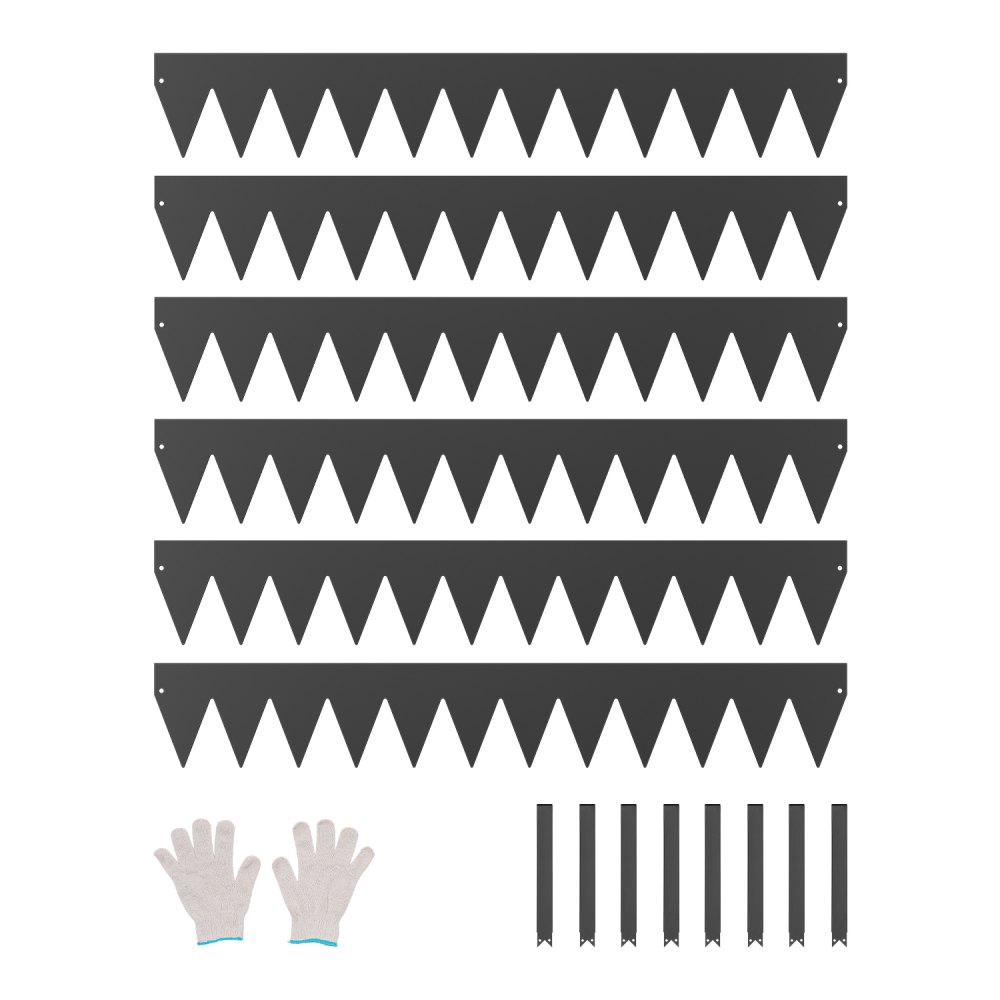 Obrzeże trawnikowe VEVOR, 6 szt., 1016 x 152,4 x 1,5 mm, metalowe obrzeże rabatowe, giętkie obrzeże ogrodowe, obramowanie rabat kwiatowych, łatwe w montażu, rozdzielacz do rabat kwiatowych, ścieżek ogrodowych, czarne