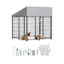 VEVOR Buda dla psa, 1,12 x 1,15 x 1,25 m, z zamkiem zabezpieczającym, zewnętrzna buda dla psa z dachem wodoodpornym i odpornym na promieniowanie UV, solidna buda/wybieg dla dużych psów