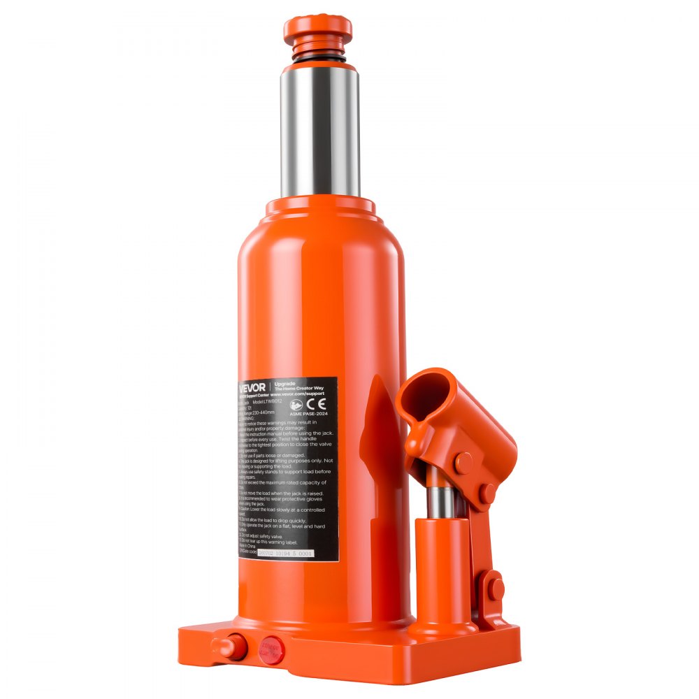 Podnośnik hydrauliczny VEVOR 12 t, zakres podnoszenia 22-44 cm, do ciężkich pick-upów, średnich ciężarówek i napraw pojazdów, z zaworem zabezpieczającym przed przeciążeniem, poszerzoną podstawą i długim uchwytem