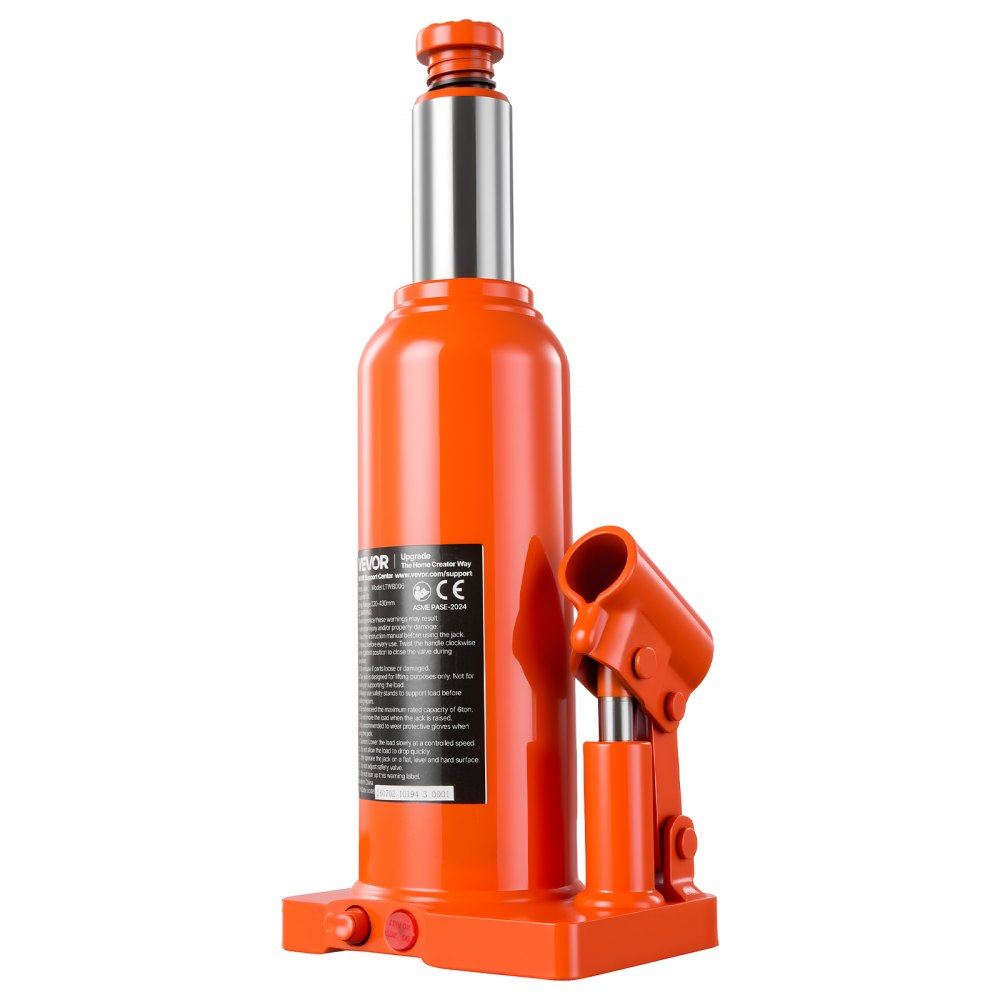 Podnośnik hydrauliczny VEVOR 6 t, zakres podnoszenia 22-43 cm, podnośnik samochodowy do sedanów, SUV-ów, pick-upów, wymiany opon i podpórka do sprzętu, z zaworem zabezpieczającym przed przeciążeniem, poszerzoną podstawą i długim uchwytem