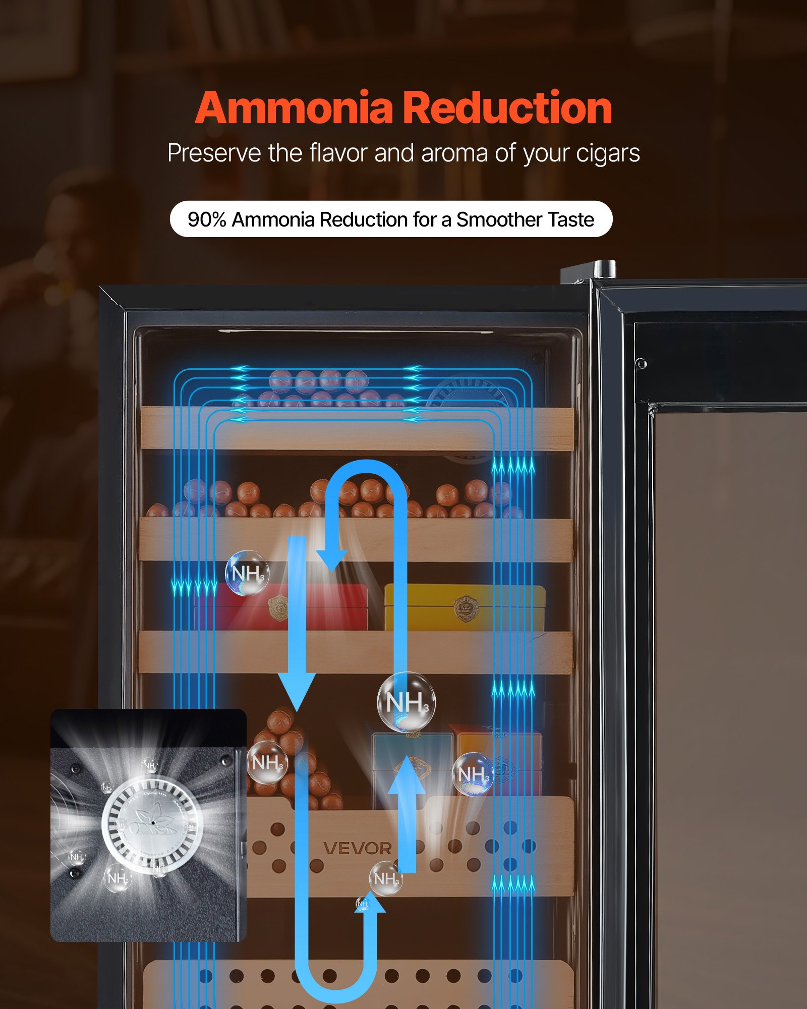 VEVOR Electric Humidor, 70L, 400 Counts Electric Cigar Humidor Cabinet with Compressor Cooling, Constant Humidity & Temperature Control, Spanish Cedar Wood Shelves & Drawers, 4 Layers, for Household