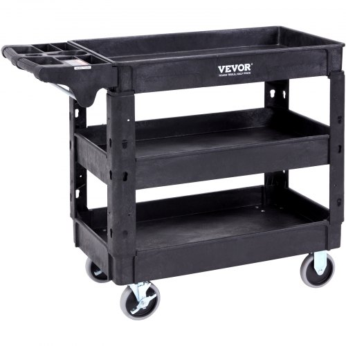 Wózek do serwowania VEVOR 103x43,5x85,7cm wózek do sprzątania nośność 249kg wózek wykonany z polipropylenu wielofunkcyjny wózek z 3 przegródkami wózek kuchenny ze skrętnymi kółkami wózek niszowy wózek warsztatowy wózek serwisowy