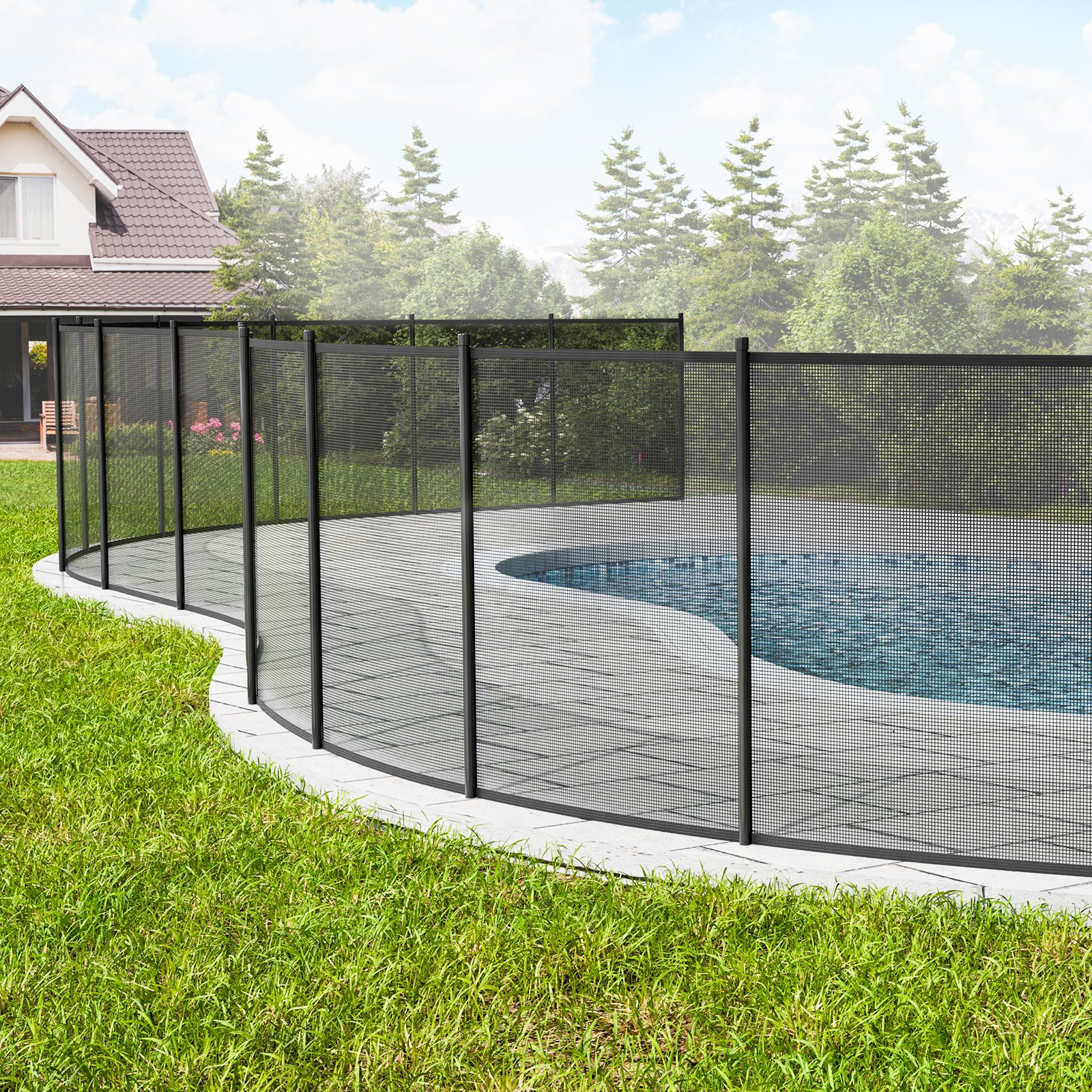 VEVOR Pool Fence 1.21 x 29.26 m Removable Child Safety Pool Fence, Easy DIY Installation, Swimming Pool Fence, 340 g Teslin PVC Pool Fence Net, For the Protection of Children and Pets