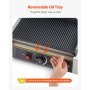 Grill kontaktowy VEVOR Commercial Panini Grill 2200 W do kanapek, steków, bekonu, hamburgerów, opiekacz do kanapek, grill ze stali nierdzewnej z uchwytem i kontrolą temperatury oraz płytą grzewczą 34 x 23 cm, opiekacz do panini