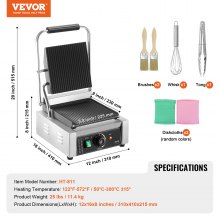 VEVOR Panini Press Grill Opiekacz do kanapek Płyta grillowa 23x23cm Elektryczna reklama