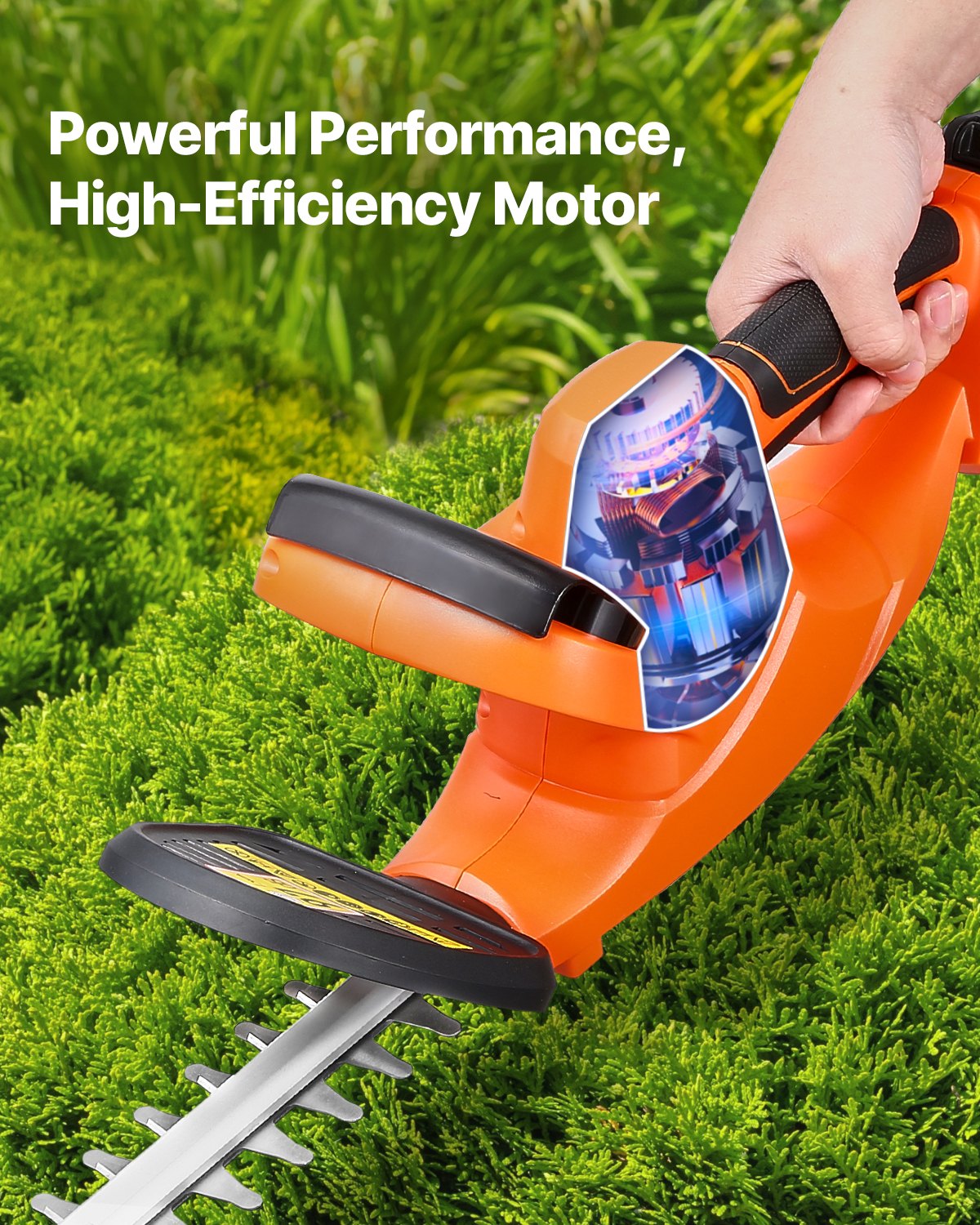 VEVOR Electric Hedge Trimmer, 1200 RPM, Hedge Trimmer for Low Branches, 20V 2A Battery, Electric Hedge Trimmer with 51cm Dual-Action Blade & Safe Design, Garden Shears for Lawn Care in the Yard