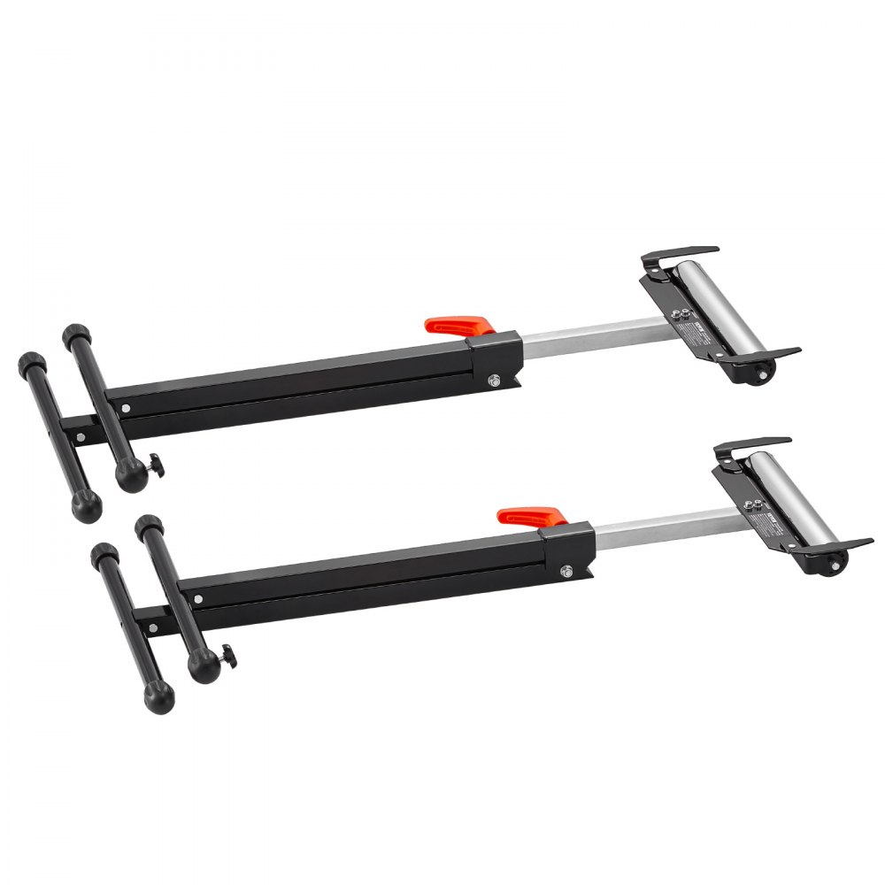 VEVOR zestaw 2 stojaków rolkowych, udźwig 113 kg, regulowana wysokość 68-109 cm, składany stojak roboczy z głowicą rolkową i prowadnicami krawędziowymi, wykonany ze stali polerowanej, do wylotu piły stołowej, wspornik przedłużający