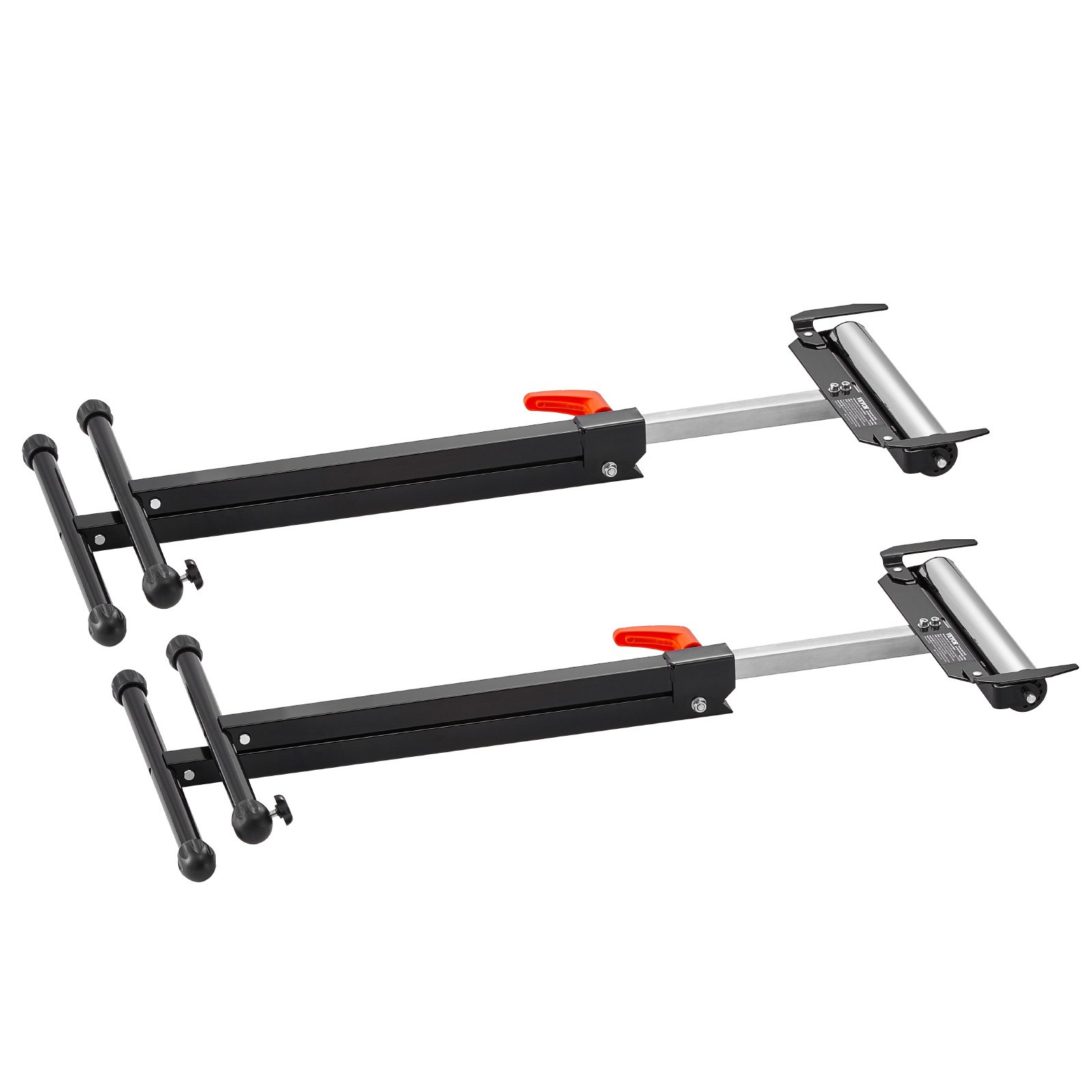 VEVOR zestaw 2 stojaków rolkowych, udźwig 113 kg, regulowana wysokość 68-109 cm, składany stojak roboczy z głowicą rolkową i prowadnicami krawędziowymi, wykonany ze stali polerowanej, do wylotu piły stołowej, wspornik przedłużający