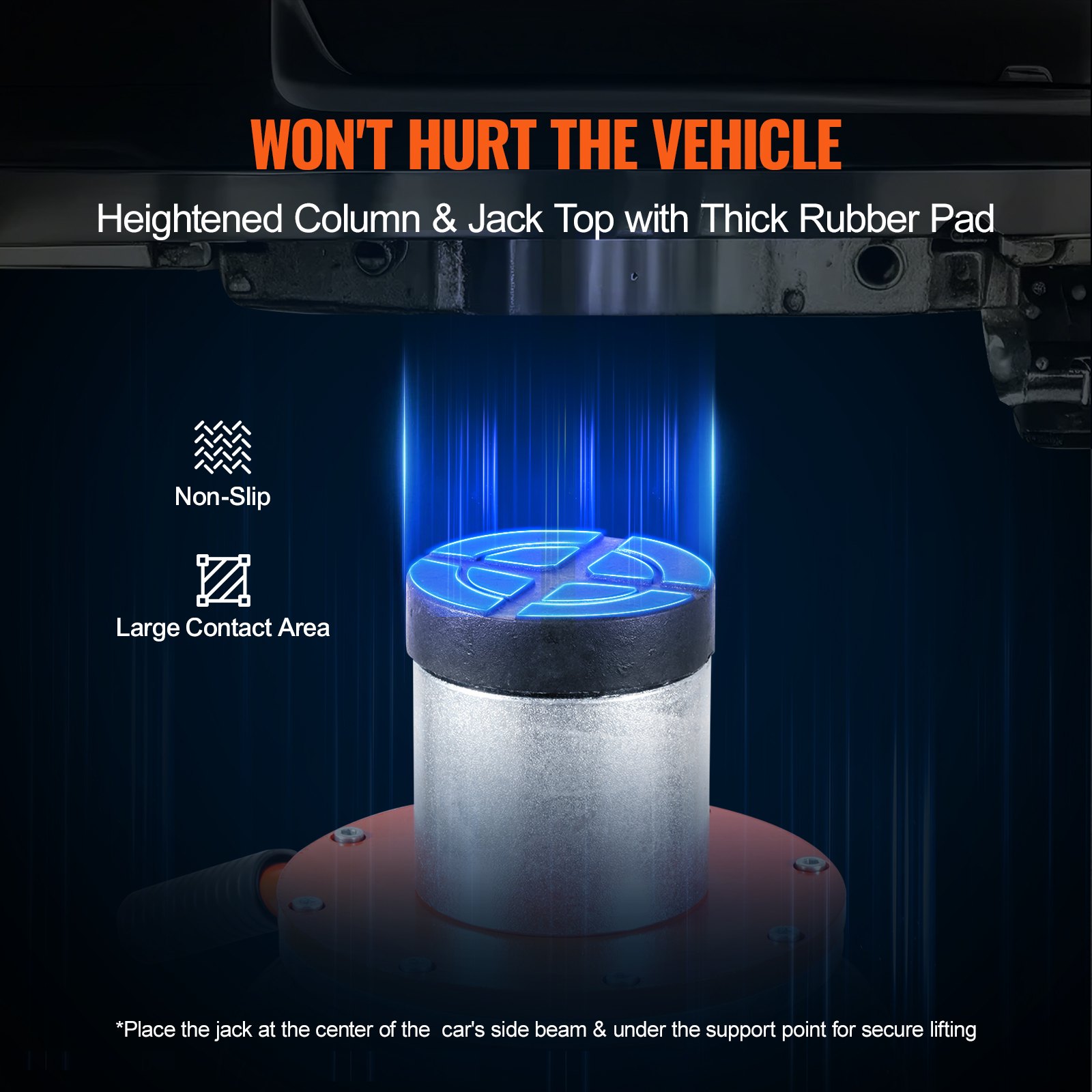 Podnośnik pneumatyczny VEVOR 3 t, regulowany, z podniesioną kolumną, łatwy do podnoszenia i oszczędzający miejsce, z grubą gumową podkładką i krótką rączką, do sedanów, SUV-ów i pick-upów