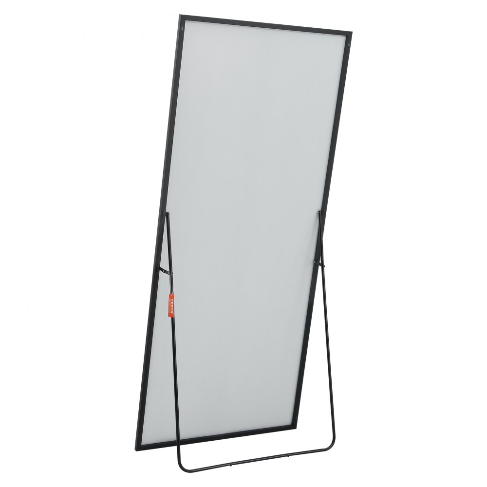 Lustro VEVOR o pełnej długości, 180 x 78 cm, stojące, ze szkła hartowanego, do zawieszenia lub oparcia, ze stojakiem, aluminiowa rama, lustro do garderoby o pełnej długości do salonu i sypialni