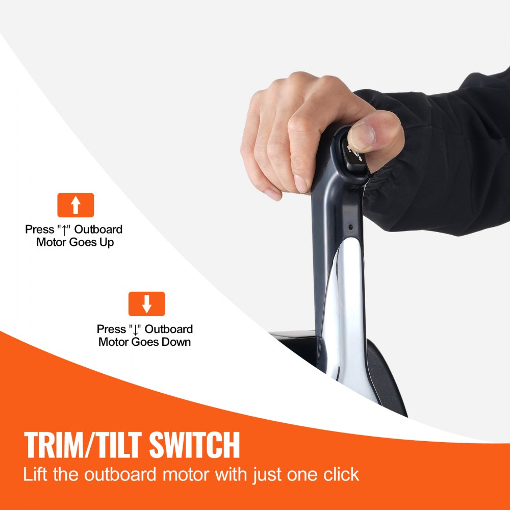 VEVOR Sterowanie przepustnicą łodzi, 704-48205-P1, montowany na górze zdalny moduł sterowania silnikiem zaburtowym Yamaha 4-suwowym, moduł sterowania przepustnicą łodzi z przełącznikiem trymu elektrycznego i wiązką przewodów o długości 144 cm