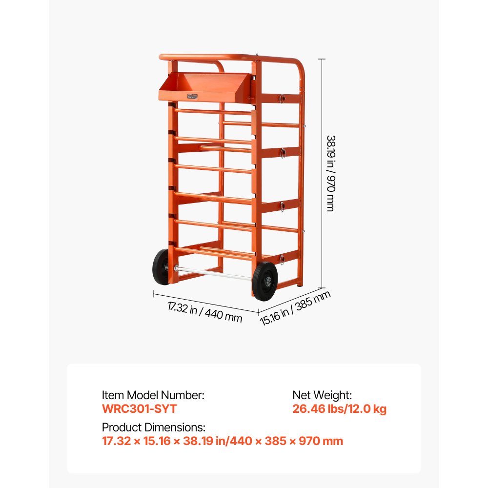VEVOR Uchwyt na szpule z drutem 440x385x970 mm, 11 poprzeczek, dozownik szpul z kablem, wolnostojący stojak na kable ze schowkiem, udźwig 136 kg, do zastosowań elektrycznych, przemysłowych i detalicznych