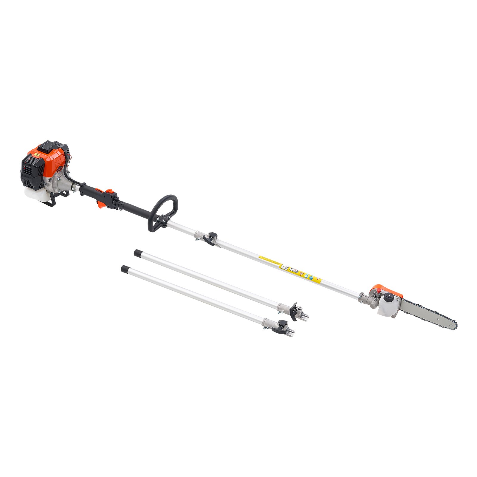 VEVOR Spalinowa piła łańcuchowa z silnikiem teleskopowym 43 cm3, dwusuwowa, z głowicą obrotową, wysięgnik rozsuwany 2,11–3,61 m, prowadnica 25,4 cm, zbiornik paliwa 850 ml, do ścinania drzew