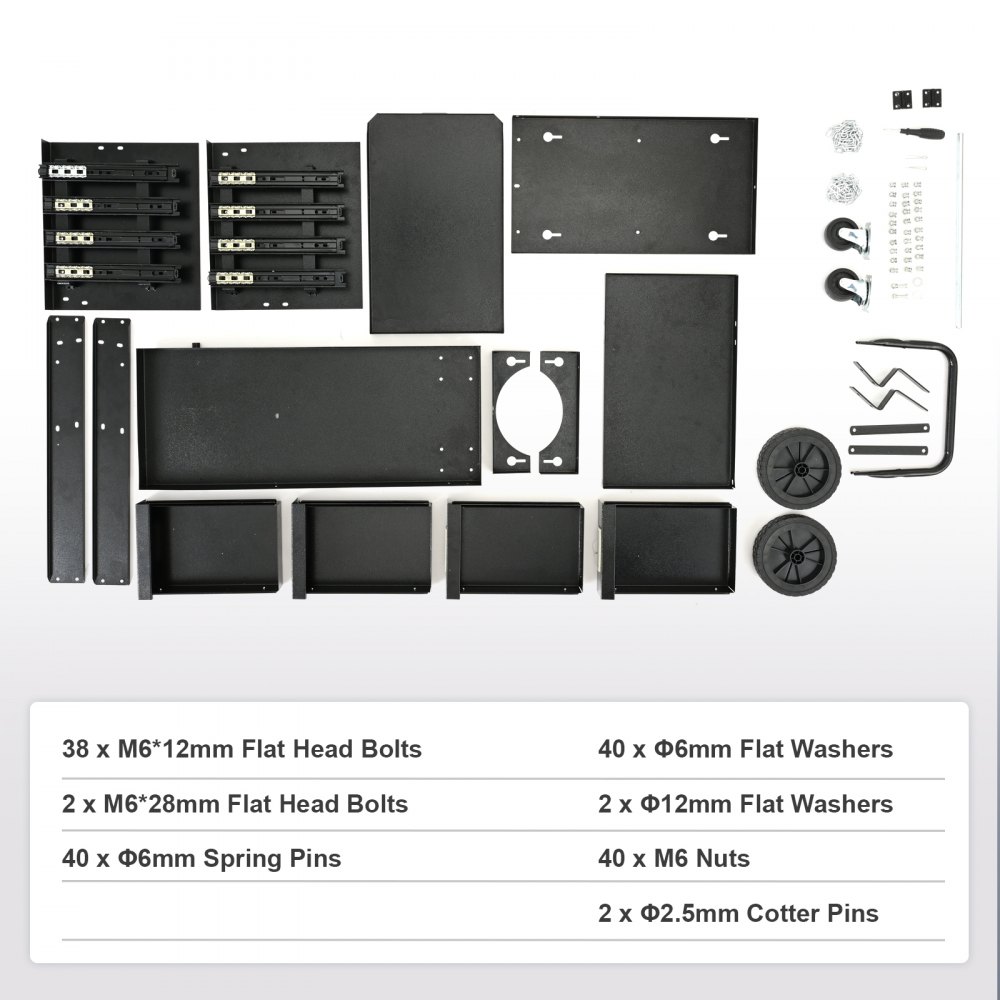 VEVOR Welding Trolley with 2 Shelves and 4 Drawers, Max. 100-120kg, for Welding Equipment with 2 Gas Cylinder Holders, Ideal for Manual Welding, MIG/MAG Welding, and Argon Arc Welding